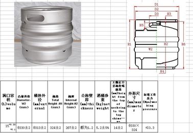 Barril magro retornável da fabricação de cerveja de cerveja 15L, barril magro do pônei com todo o tipo atual válvula